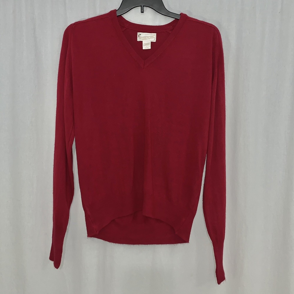 Arnold Palmer V-Neck Sweater Mens Large Red Vintage Orlon Acrylic USA